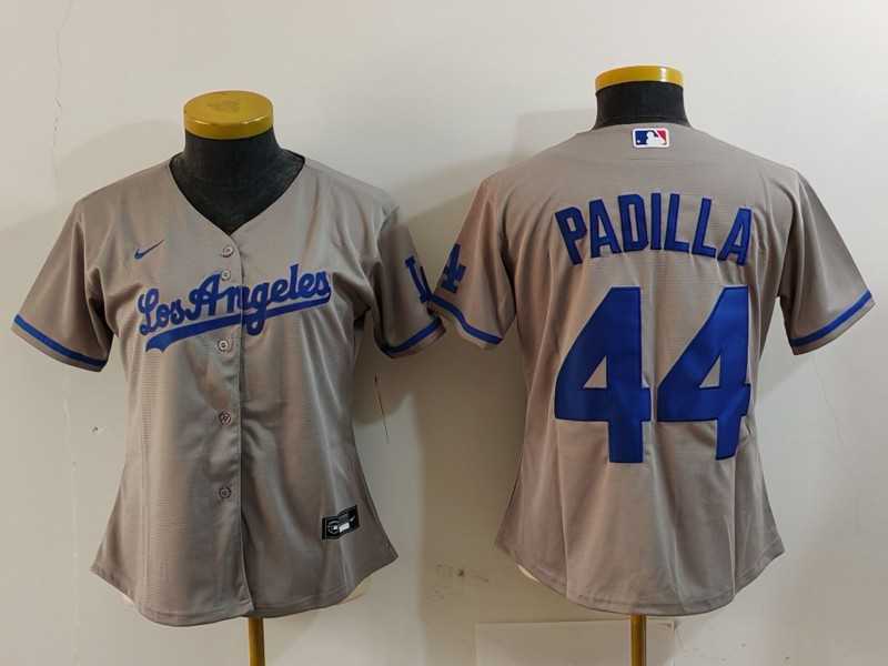 Womens Los Angeles Dodgers #44 Vicente Padilla Grey With los Cool Base Stitched Jersey